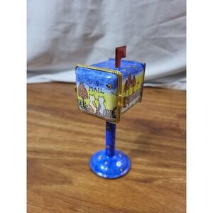 New Empress Arts 2004 Enamel Mailbox Stamp Dispenser Trinket Box Collectible NIB